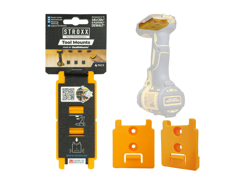 STROXX Yellow Tool Mounts for Dewalt 20v by StealthMounts