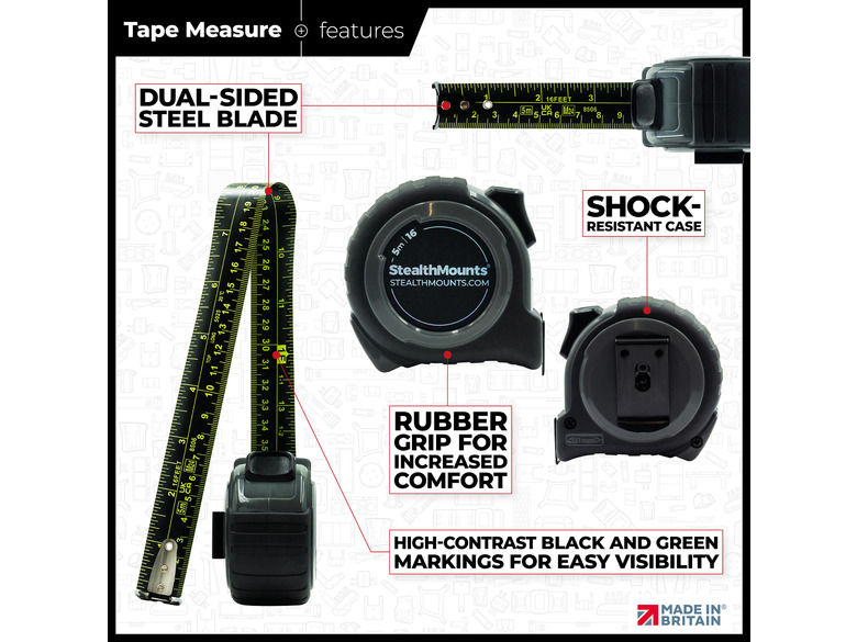StealthMounts Bench Belt BLACK with 5m Tape Measure
