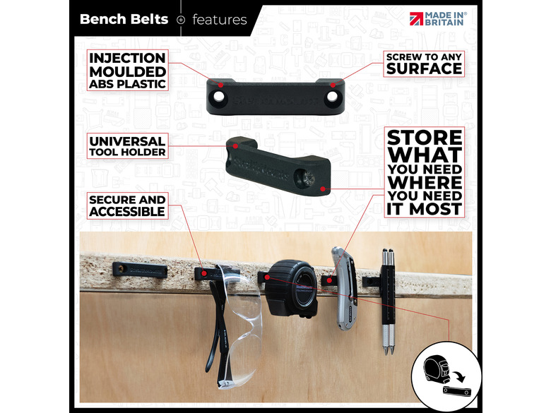 StealthMounts Bench Belt BLACK with 5m Tape Measure