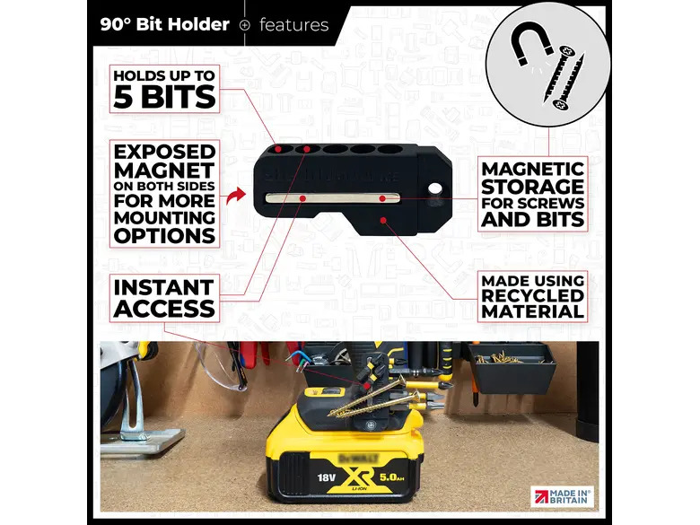 StealthMounts 45° & 90° Magnetic Bit Holder for Dewalt XR & Flexvolt Tools