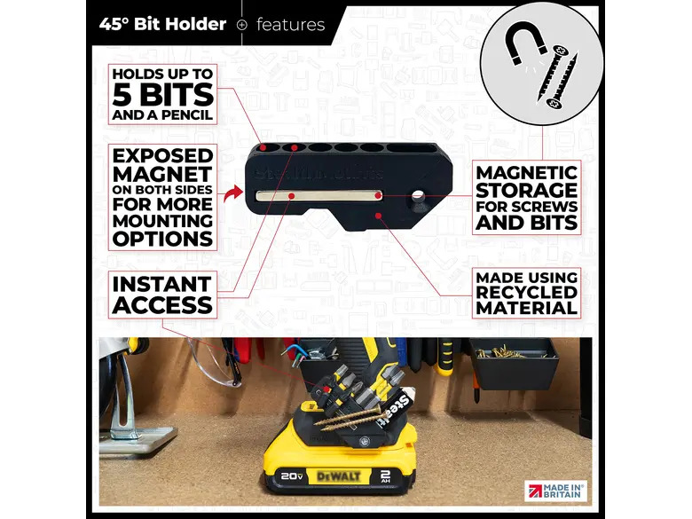 StealthMounts 45° & 90° Magnetic Bit Holder for Dewalt XR & Flexvolt Tools