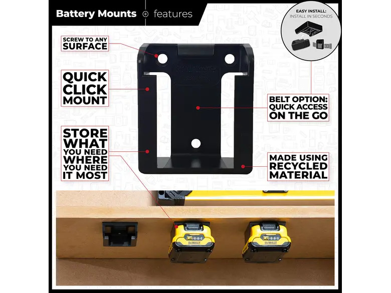 StealthMounts Battery Mounts for DeWalt 10.8v / 12v