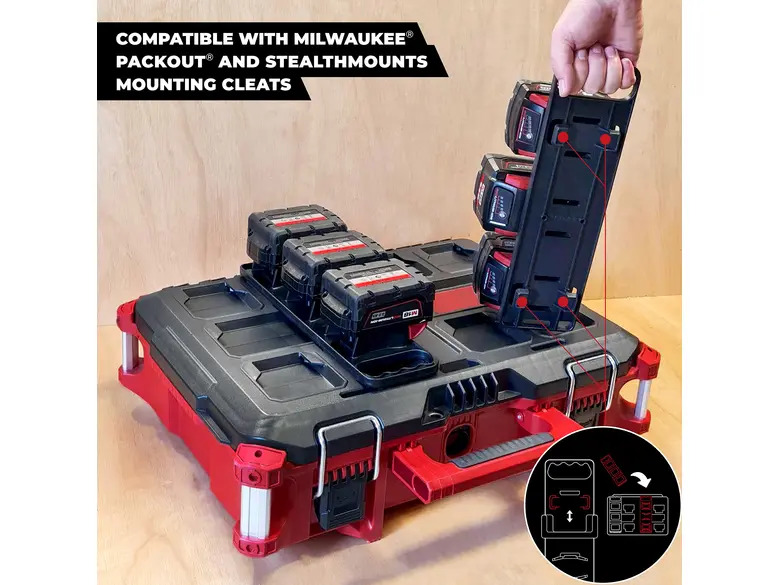 StealthMounts Battery Board with Handle and Feet for Milwaukee M18 