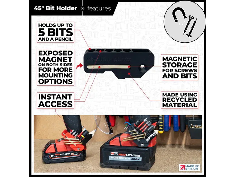 StealthMounts 45° Magnetic Bit Holder for Milwaukee M18 Tools